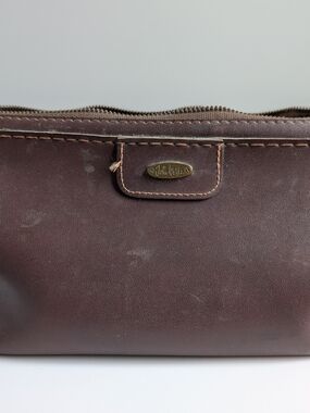 Vintage John Weitz by Buxton Brown Dopp Kit Toiletry Shaving Bag Travel Case
